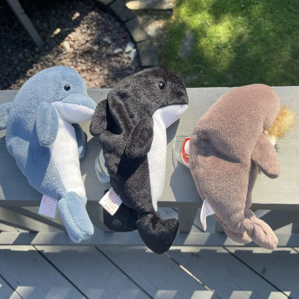 TY‎ Retired Original Beanie Babies- Ocean Mammals Set Of 3 Dolphin/orca/walruss